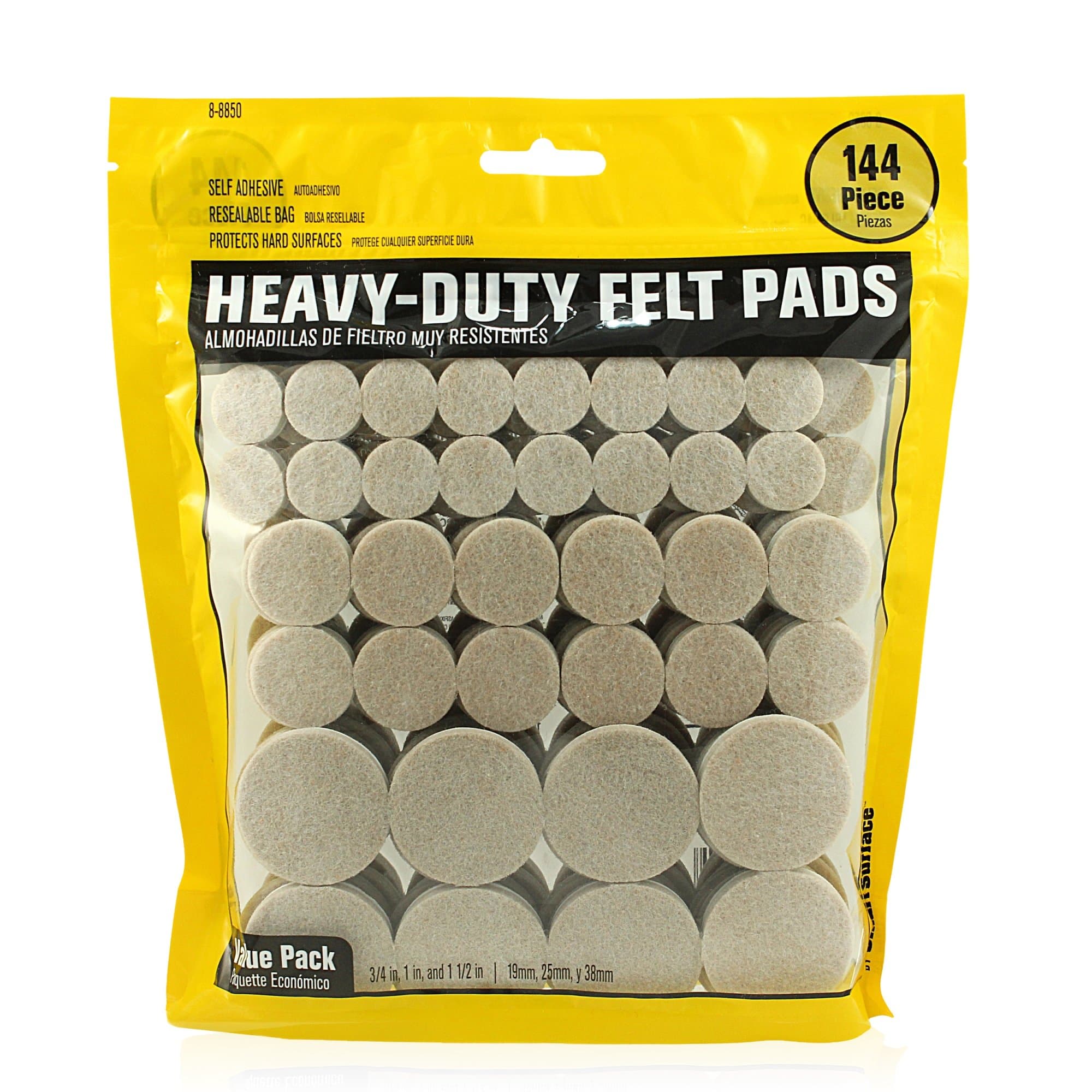 8850 Heavy Duty Self Adhesive Furniture Felt Pads 3/4-Inch, 1-Inch & 1-1/2-Inch Round Oatmeal 144-Piece Value Variety Pack in Resealable Bag