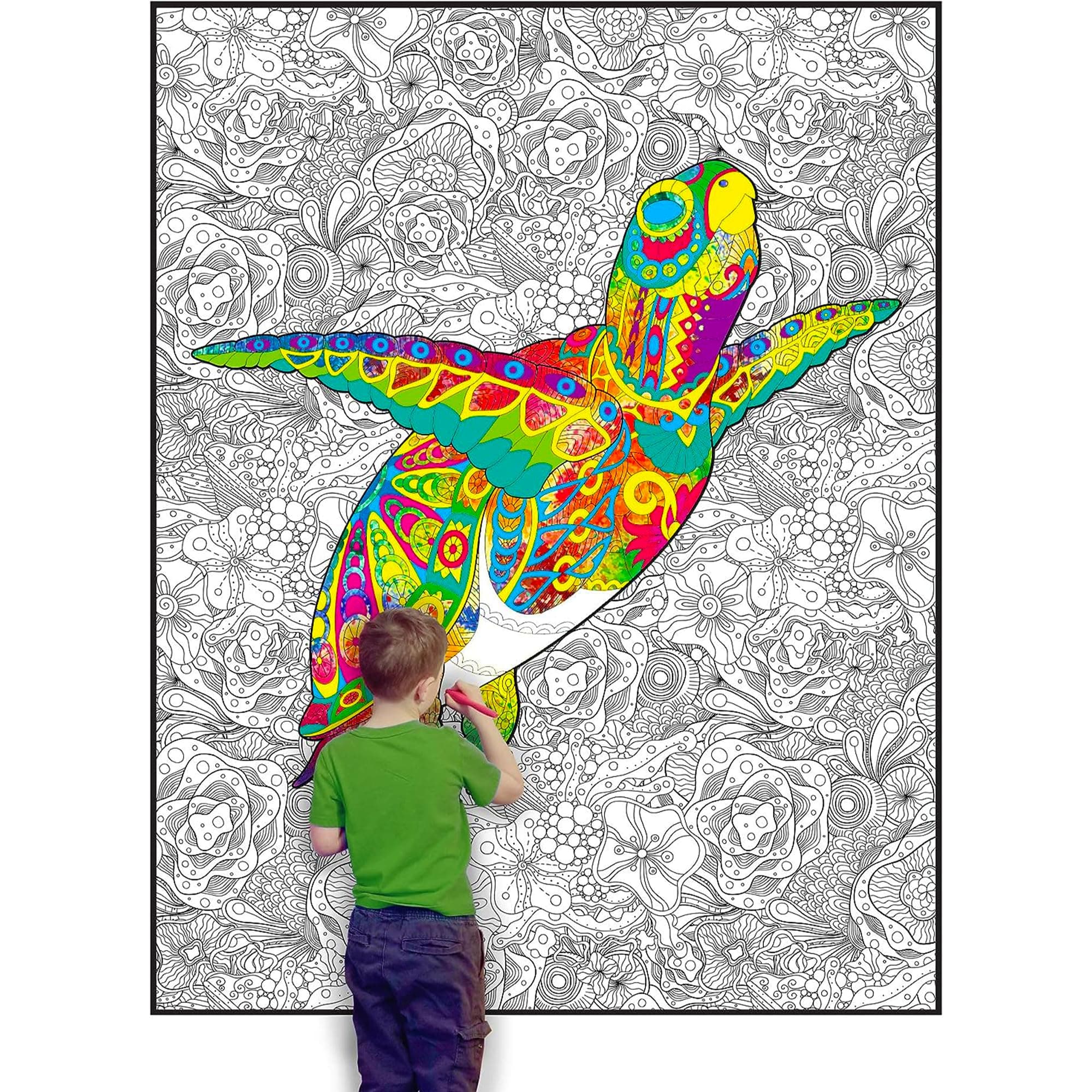 DEBBIE LYNN Giant Coloring Poster - The Jumbo Coloring Sheet for Kids and Adults, Oversized Coloring Sheet, Wall Coloring Mural 48"x63" (Sea Turtle)