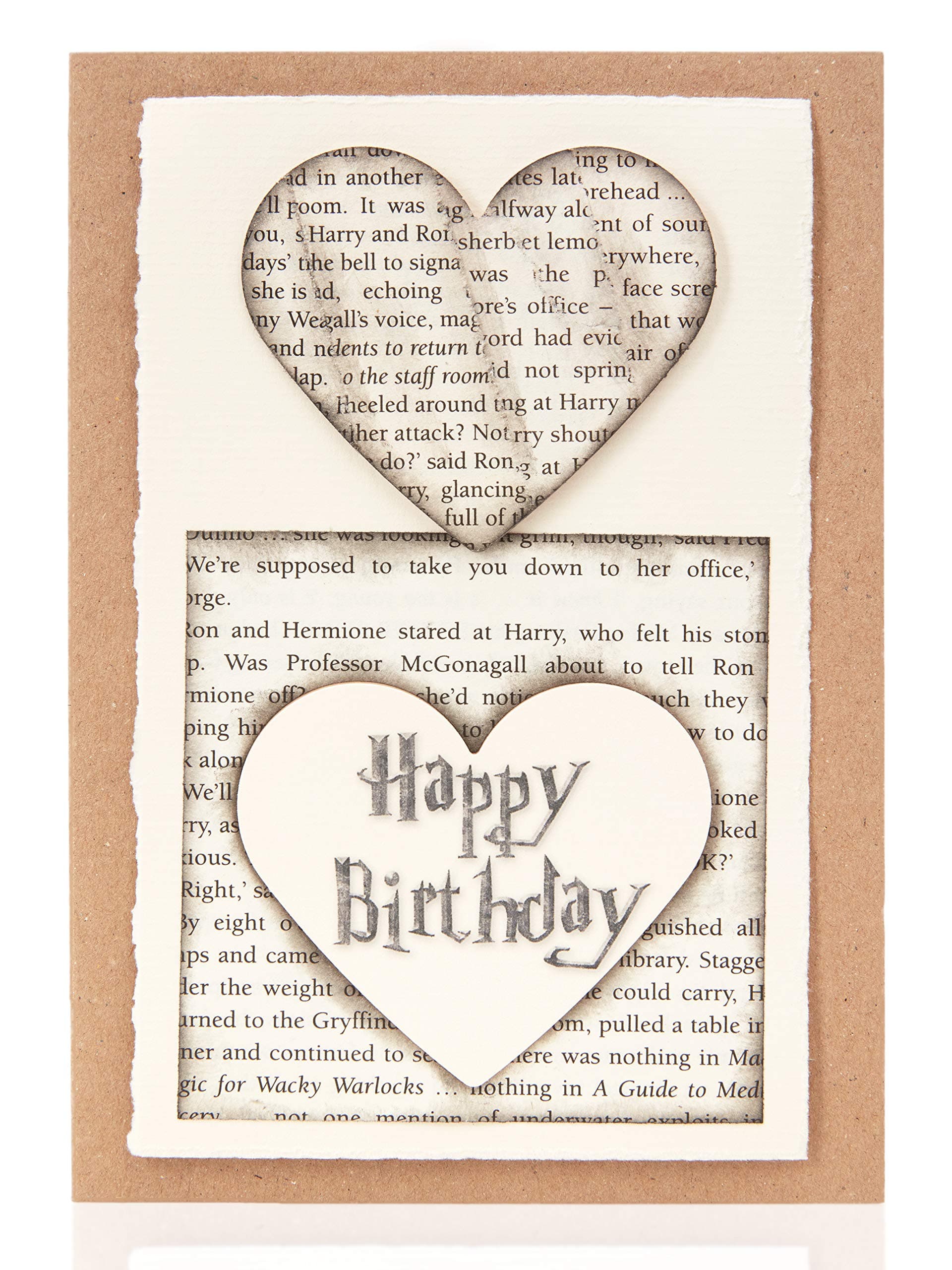 Happy Birthday Card, Made From Harry Potter Book Pages, Handmade Book Lovers Gift, Size 5x7 Inches, Perfect For Your Harry Potter Loving Wife, Husband, Boyfriend, Girlfriend, Brother, Sister, Mom, Dad