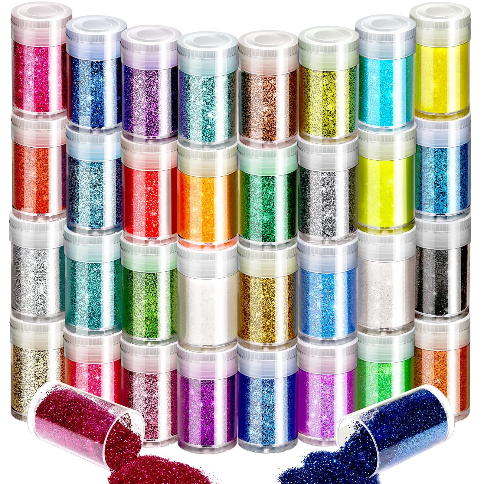 32 Colors of Nail Glitter Face Glitter Powder for Makeup, Rainbow Body Glitter for Eye Hair Makeup