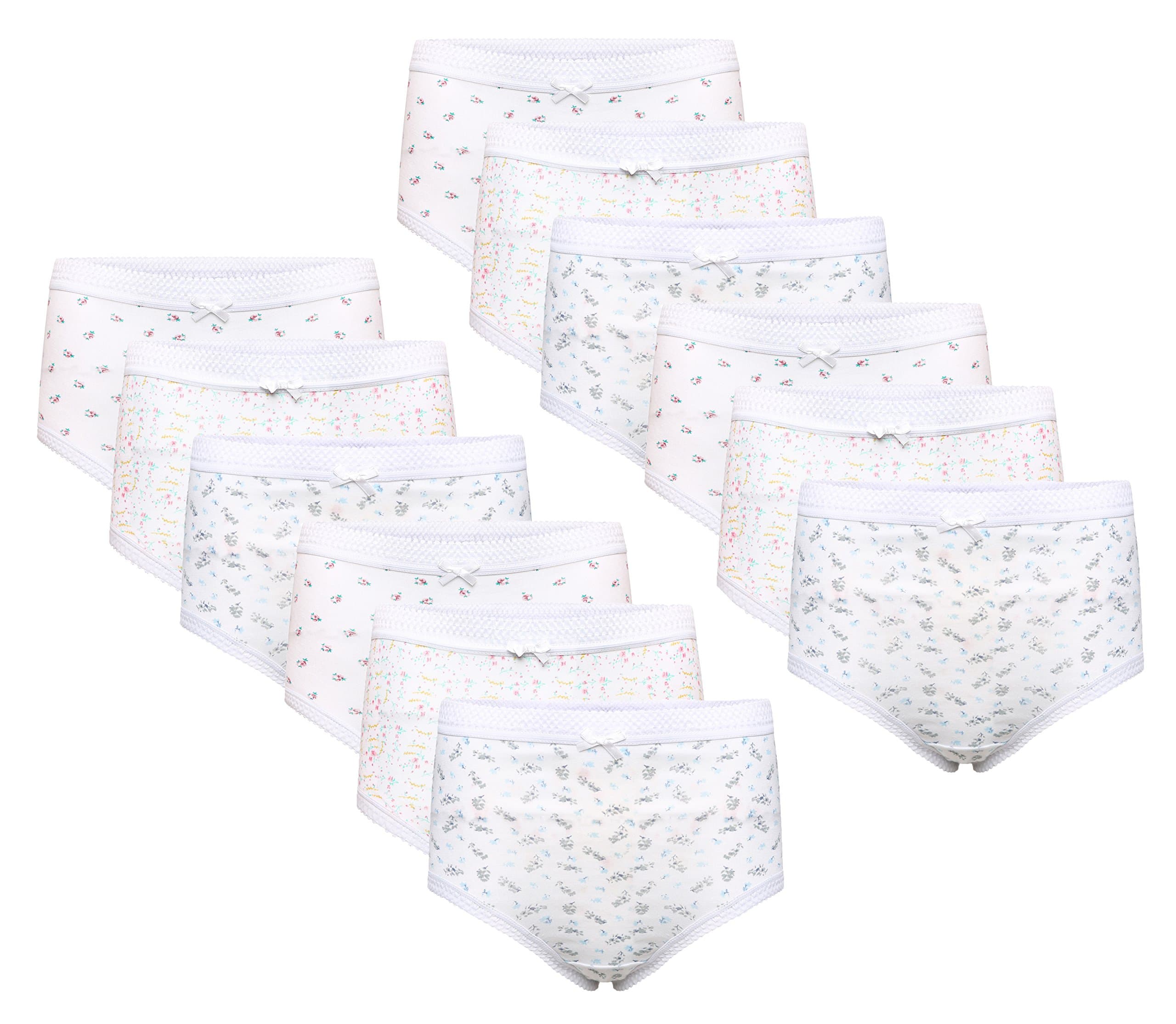 12 Pack Ladies Briefs Maxi, 100% Cotton Full Comfort Fit Underwear, Size 10-24