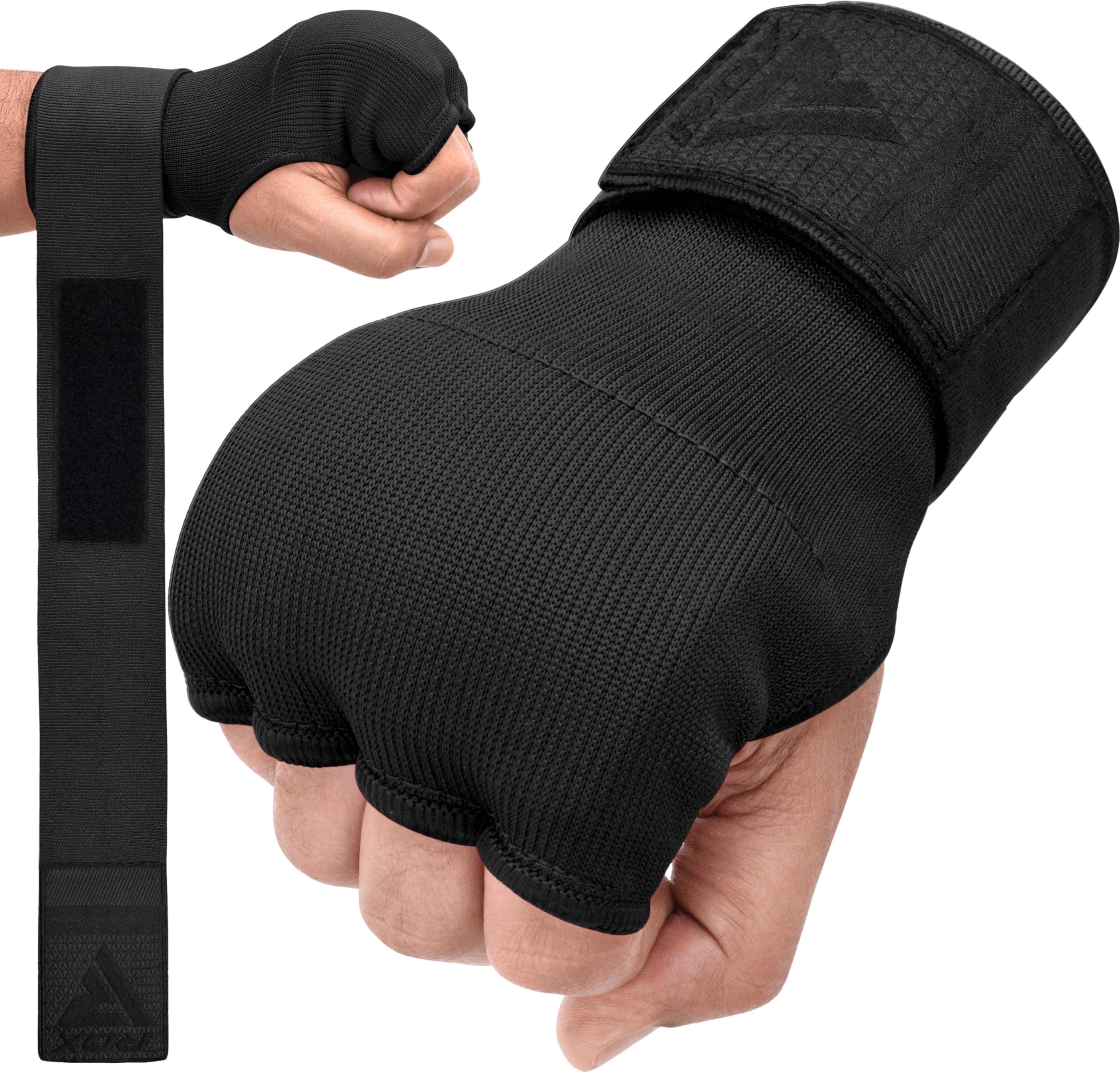 Boxing Hand Wraps Gel Inner Gloves, Quick 100cm Long Wrist Straps, Elasticated, Padded Fist Hand Protection, Muay Thai MMA Martial Arts Punching Speed Bag Training Bandages