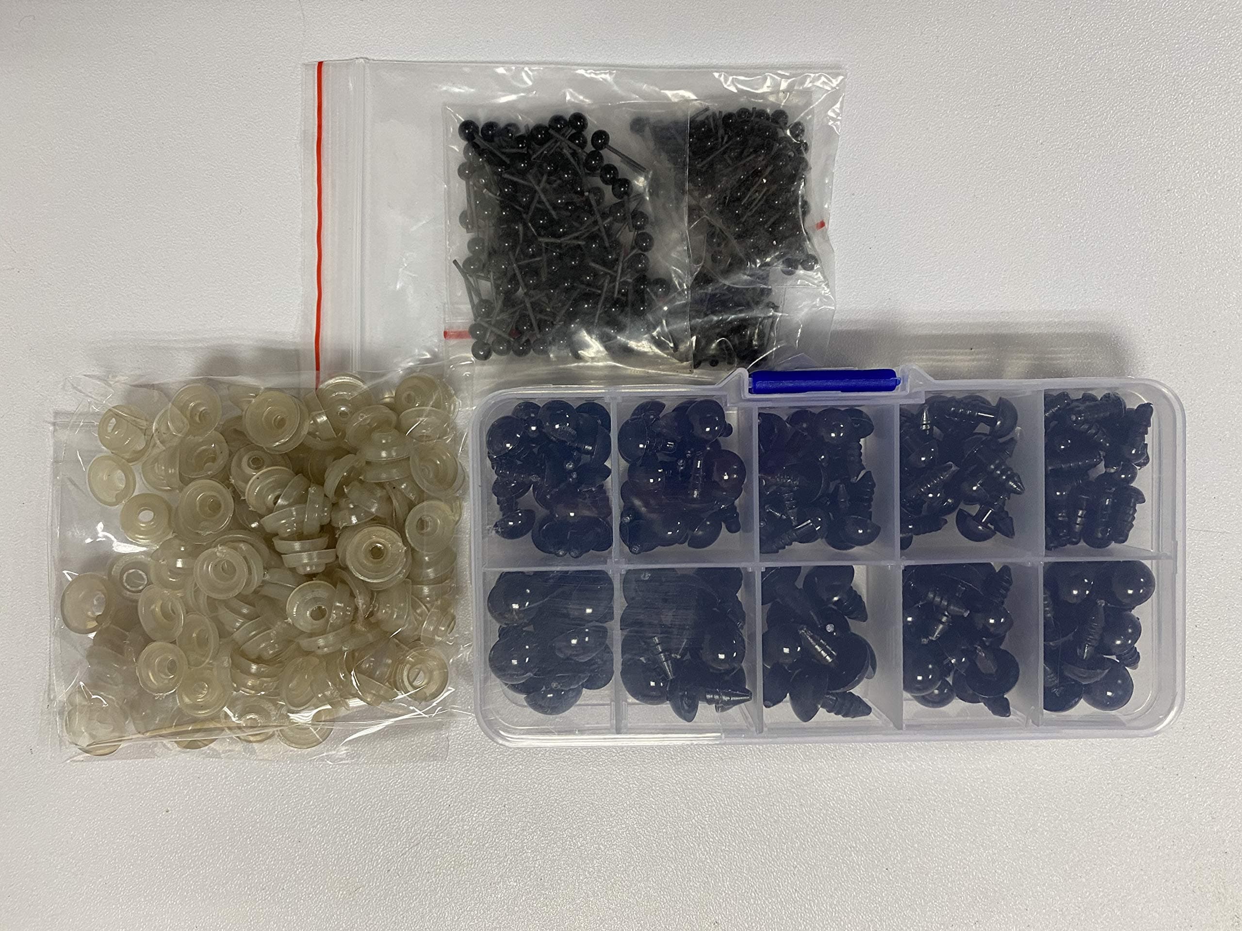 Sopplea 202 PCS 8 Kind of Size Black Plastic Safety Eyes for Doll,Puppet, Plush Animal Making and Teddy Bear