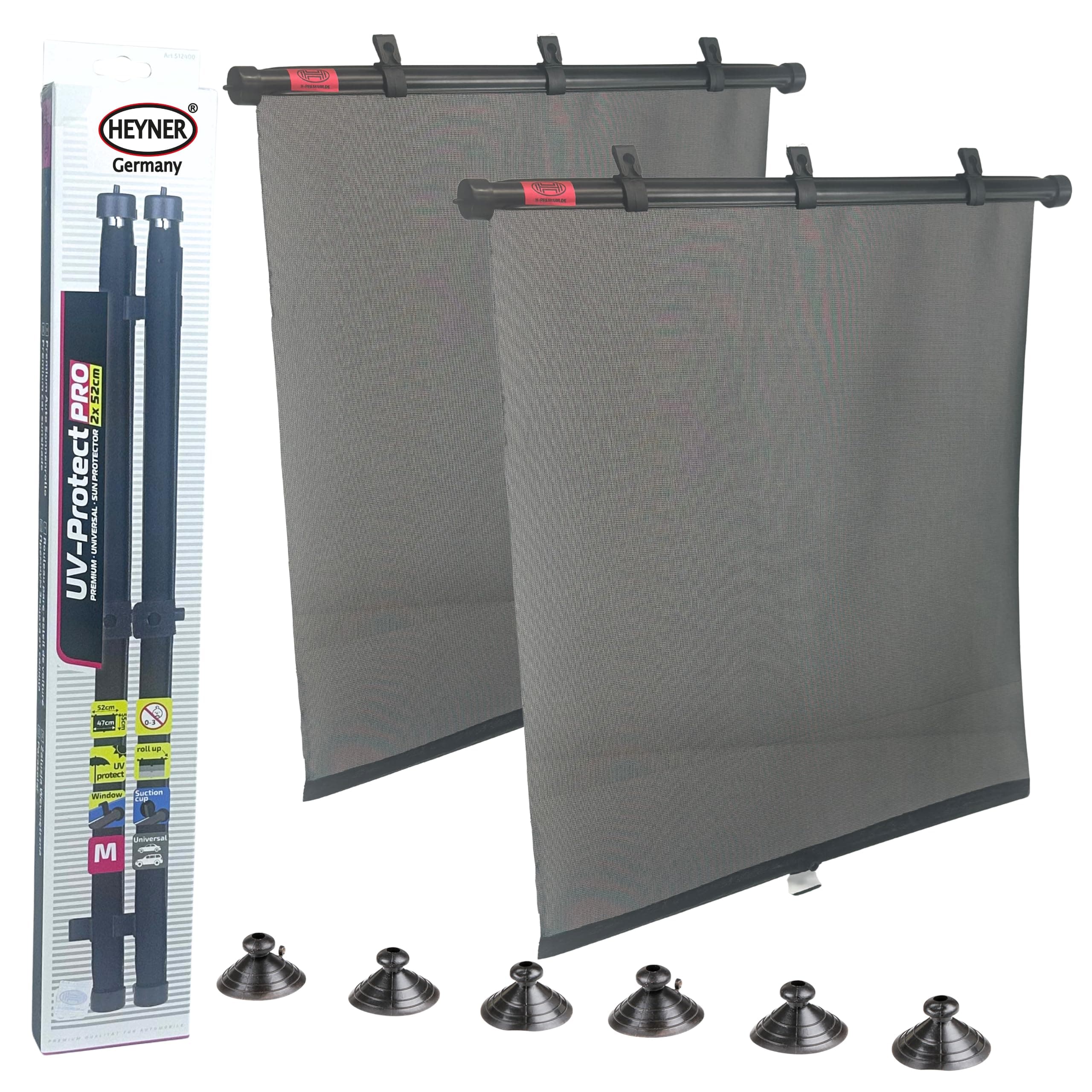 Heyner Car Window Shades Blinds Sunshade Curtains Roller Blinds Kids Baby UV Protection Large Size 2x52cm