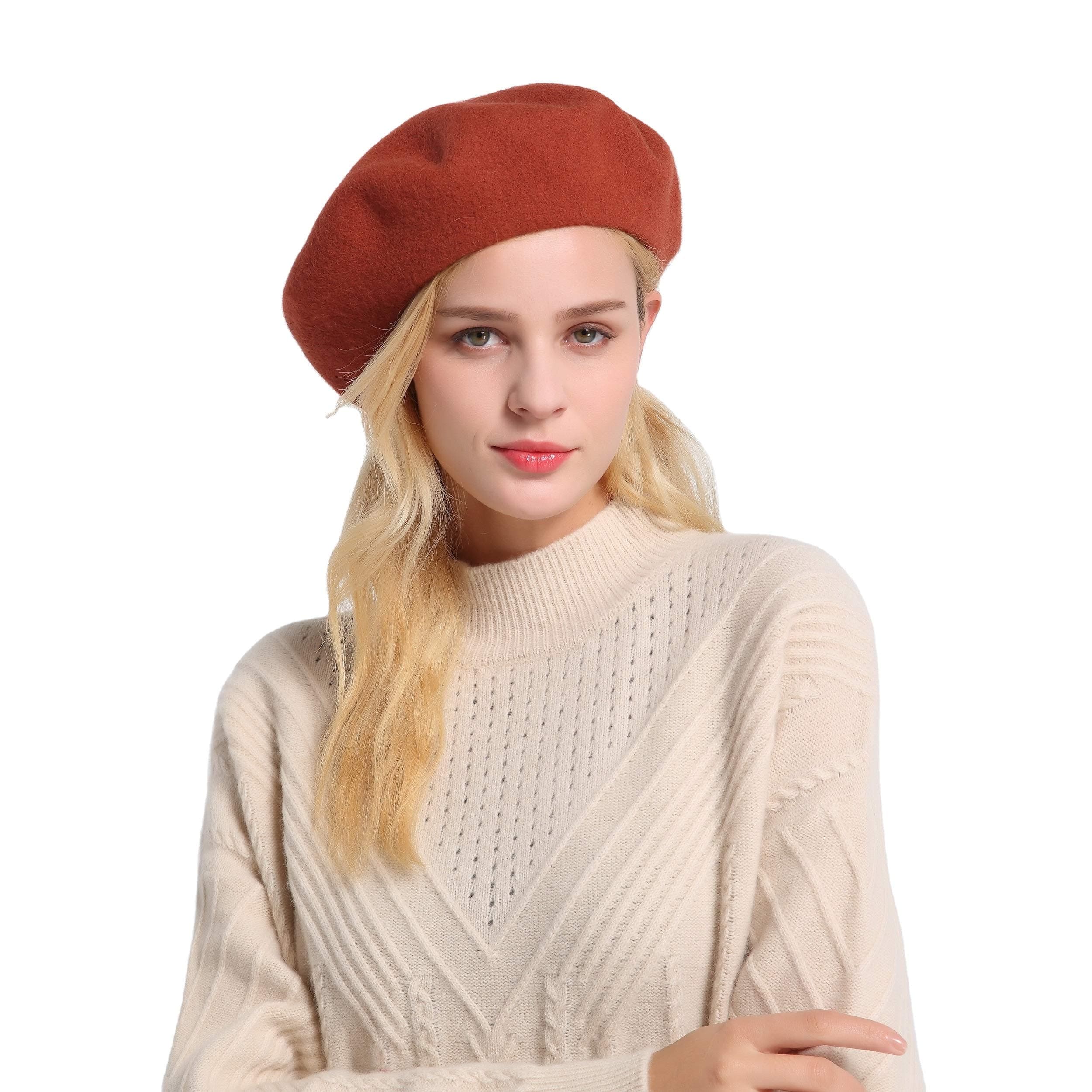 Berets for Women Wool French Beanies Hat Solid Color Lightweight Casual