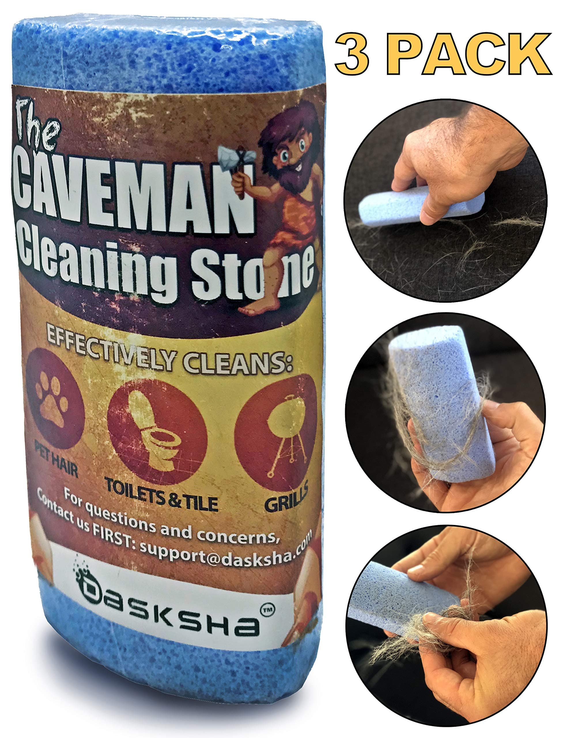 New Pet Hair Remover for Car - 3 Pack - 4 Inch Pumice Stone Tool - Remove Dog Hair from Car Easily