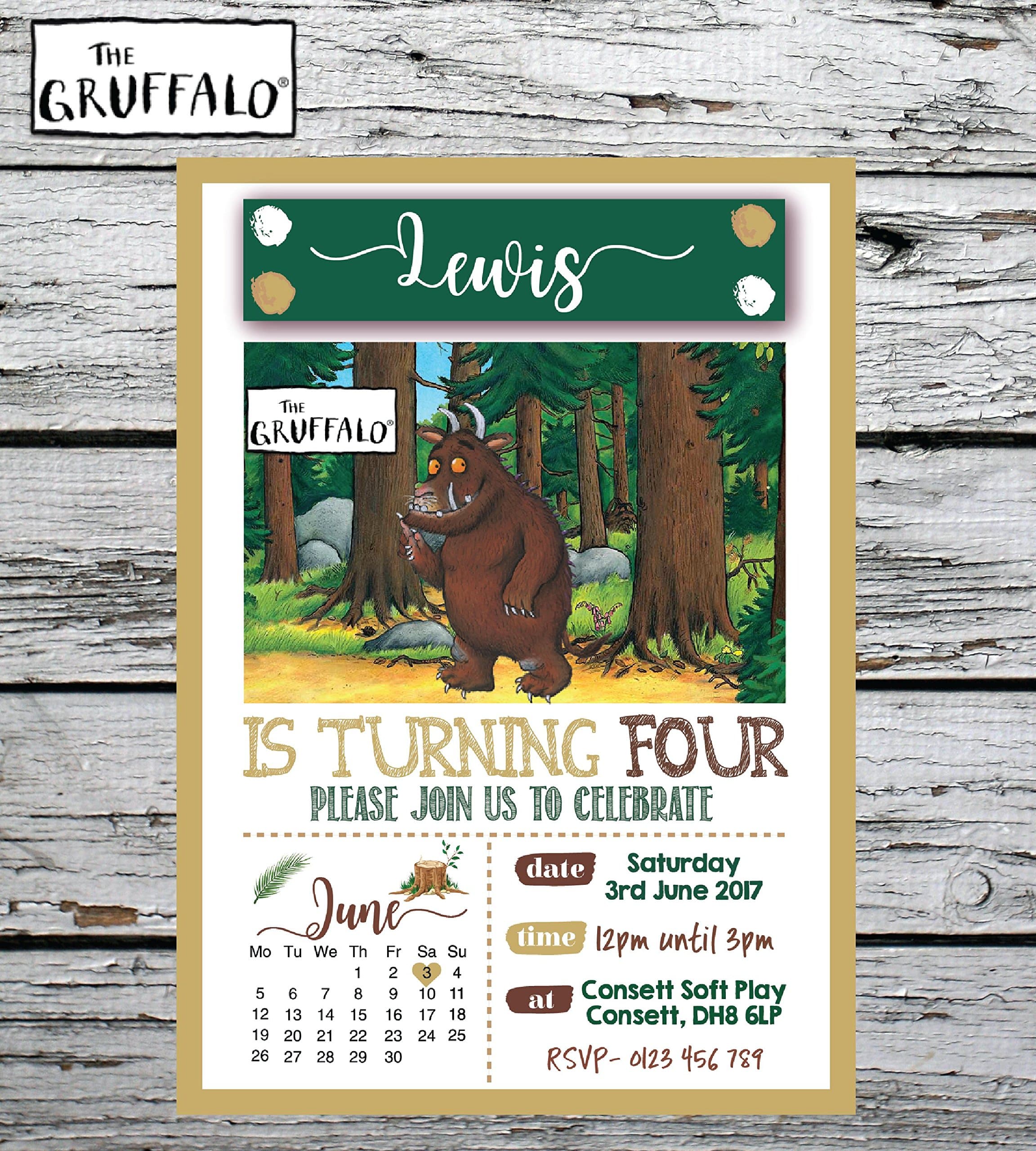 Personal Moments 10 PERSONALISED THE GRUFFALO BIRTHDAY PARTY INVITATIONS INVITES ANY AGE +ENV
