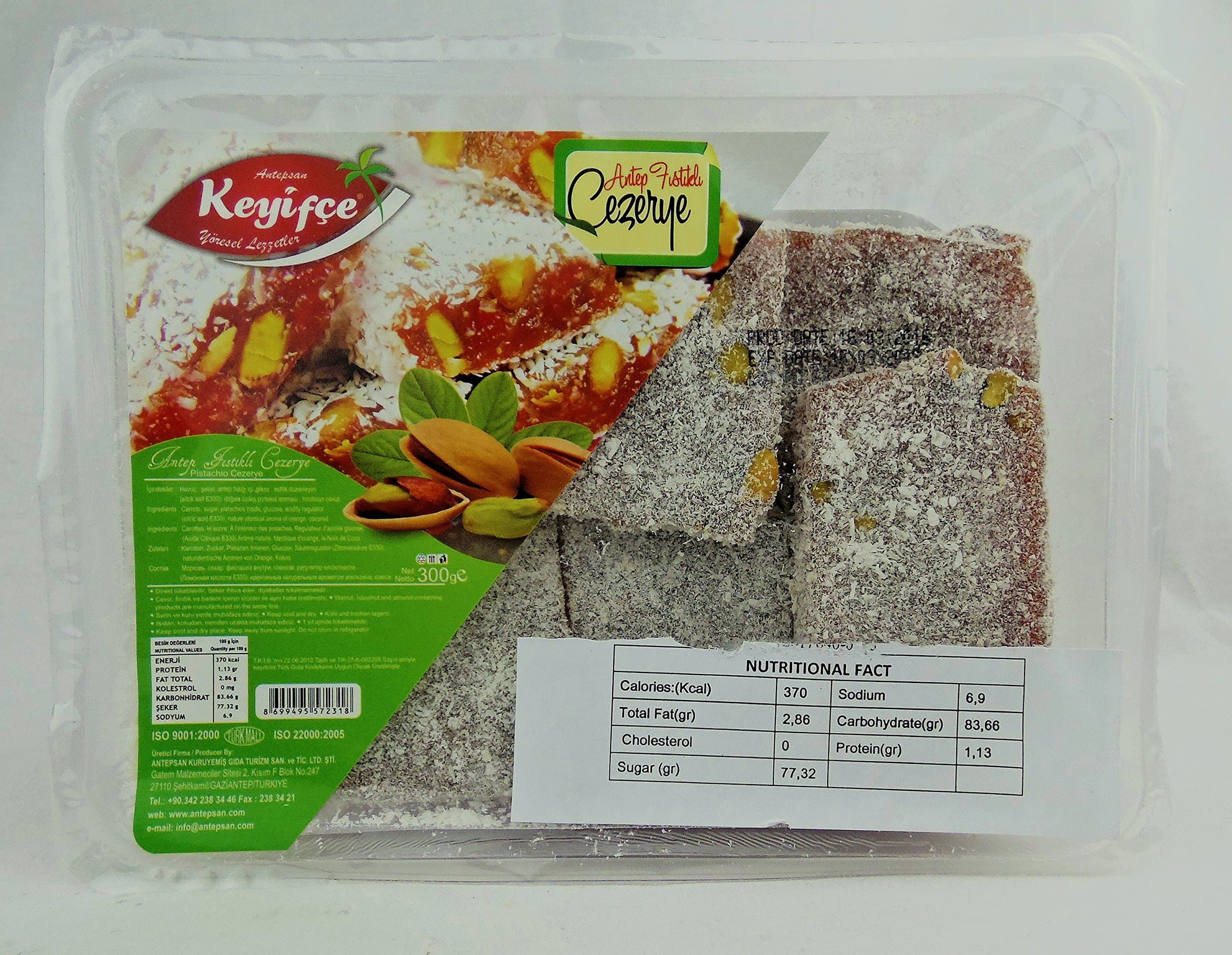 Keyifce Traditional Turkish Delights (Cezerye w Pistachio 10.5 Oz)